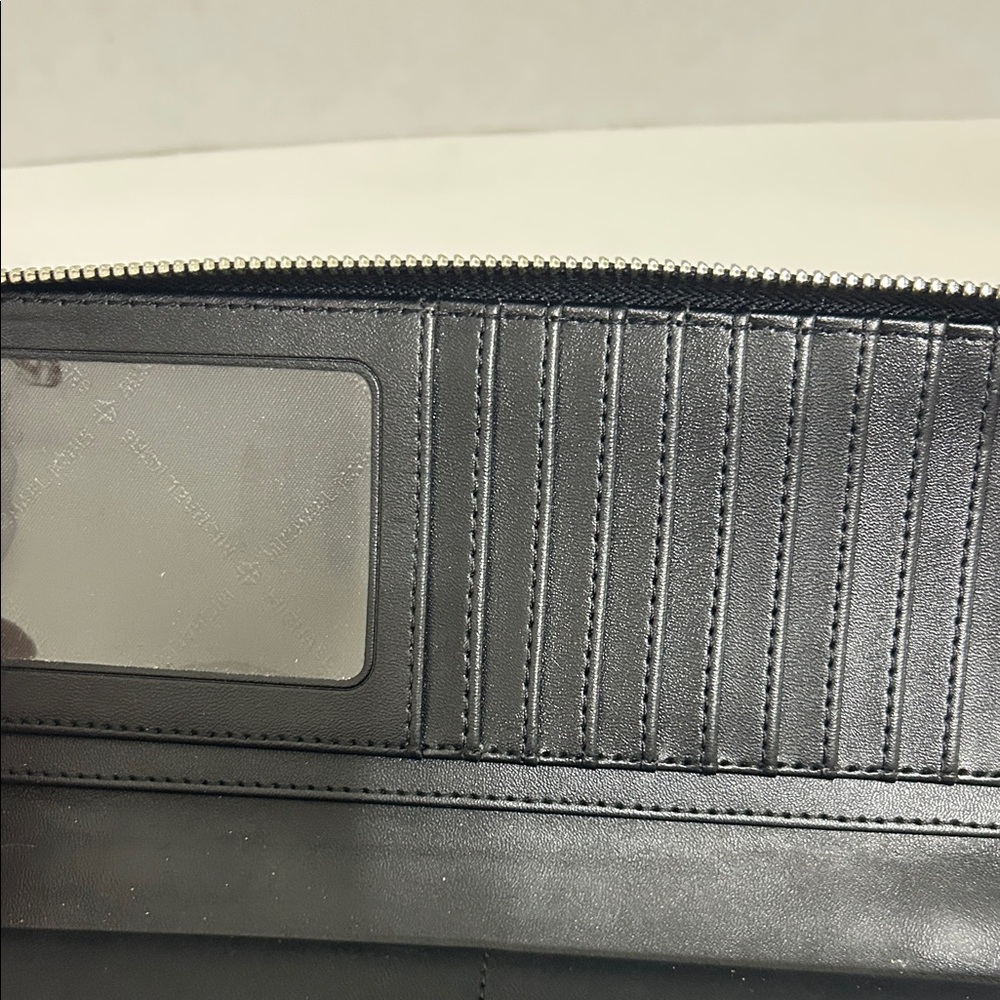 Michael Kors Black MK Logo Zip Wallet with Silver Hardware - Picture 6 of 9